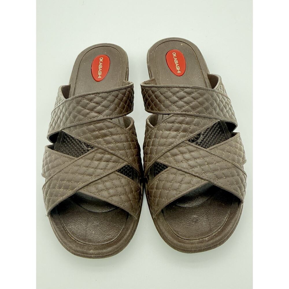Okabashi Cross Strap Slide Sandals Women Size Small Brown Waterproof Massage